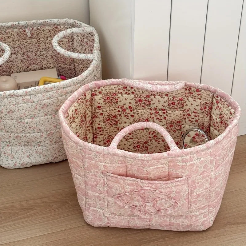 Rural Flower Dirty Clothes Basket, High-value, Fashionable, Large Capacity Foldable Garbage Storage Basket