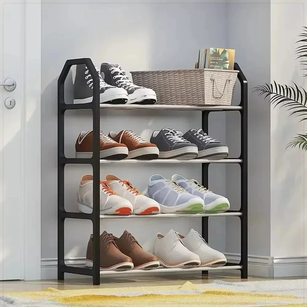4-Tier Assembled Shoe Stand Trapezoidal Home Shoes Organizer Simple Shoe Rack Holder For Living Room Portable Space Saving Shelf
