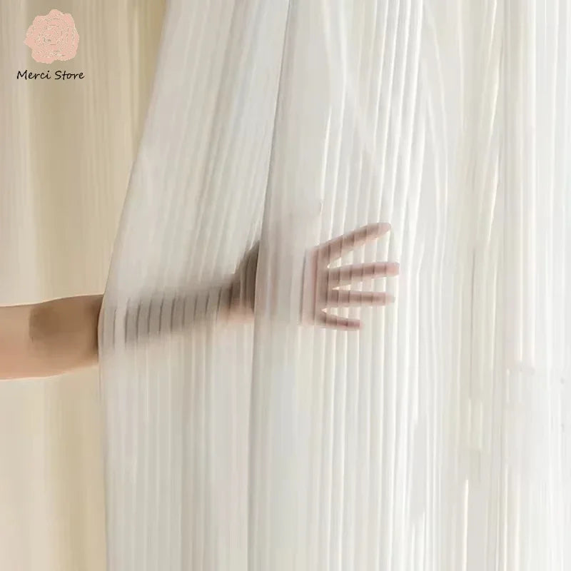 Striped Vertical Privacy Sheer Tulle for Windows Transparent Chiffon White Tulle Blinds Style Curtains for Living Room Bedroom